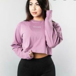 Alphalete Oversized crop top long sleeve pink